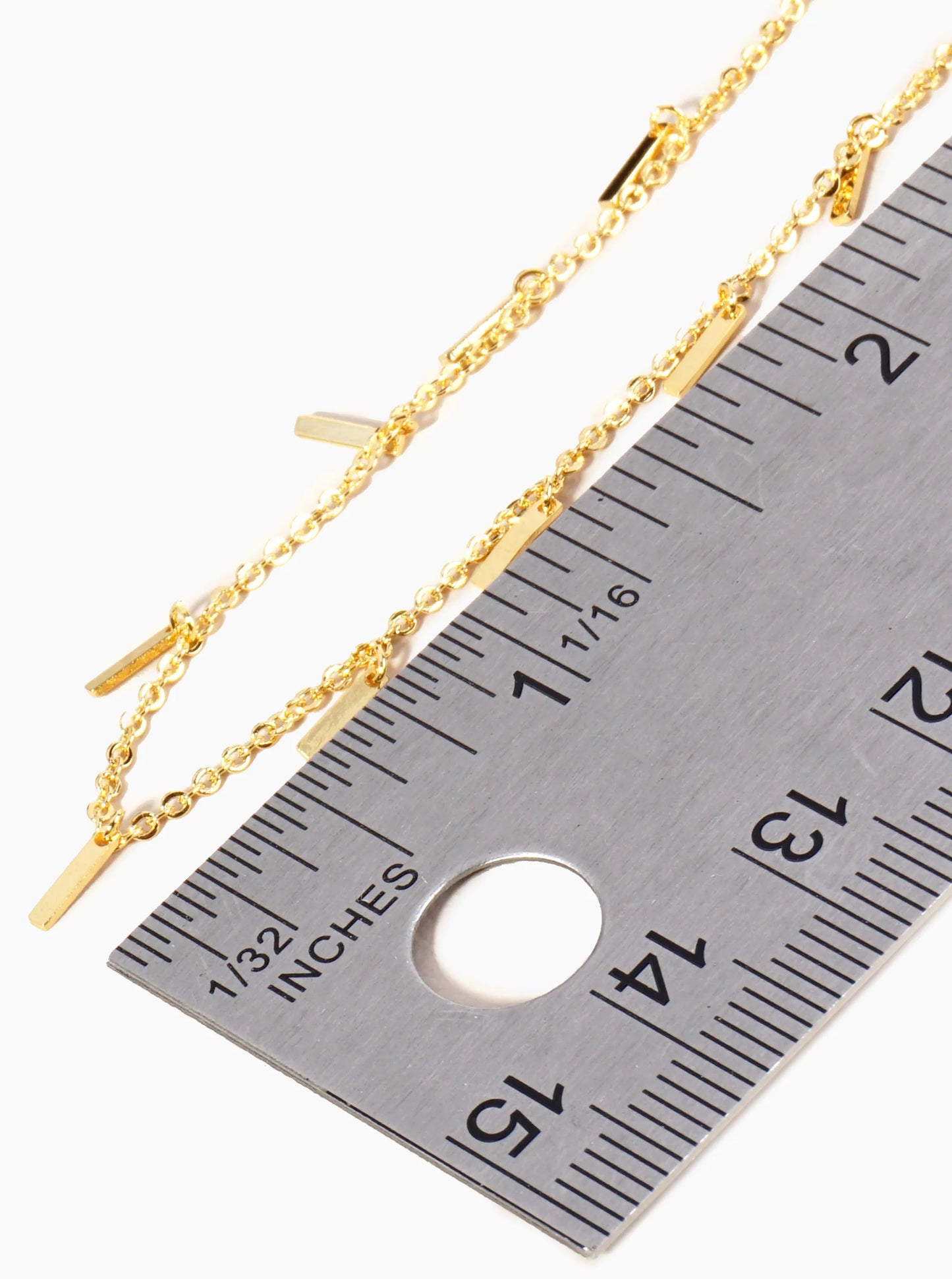 18K Gold Dipped Delicate Bar Charm Brass Chain Anklet