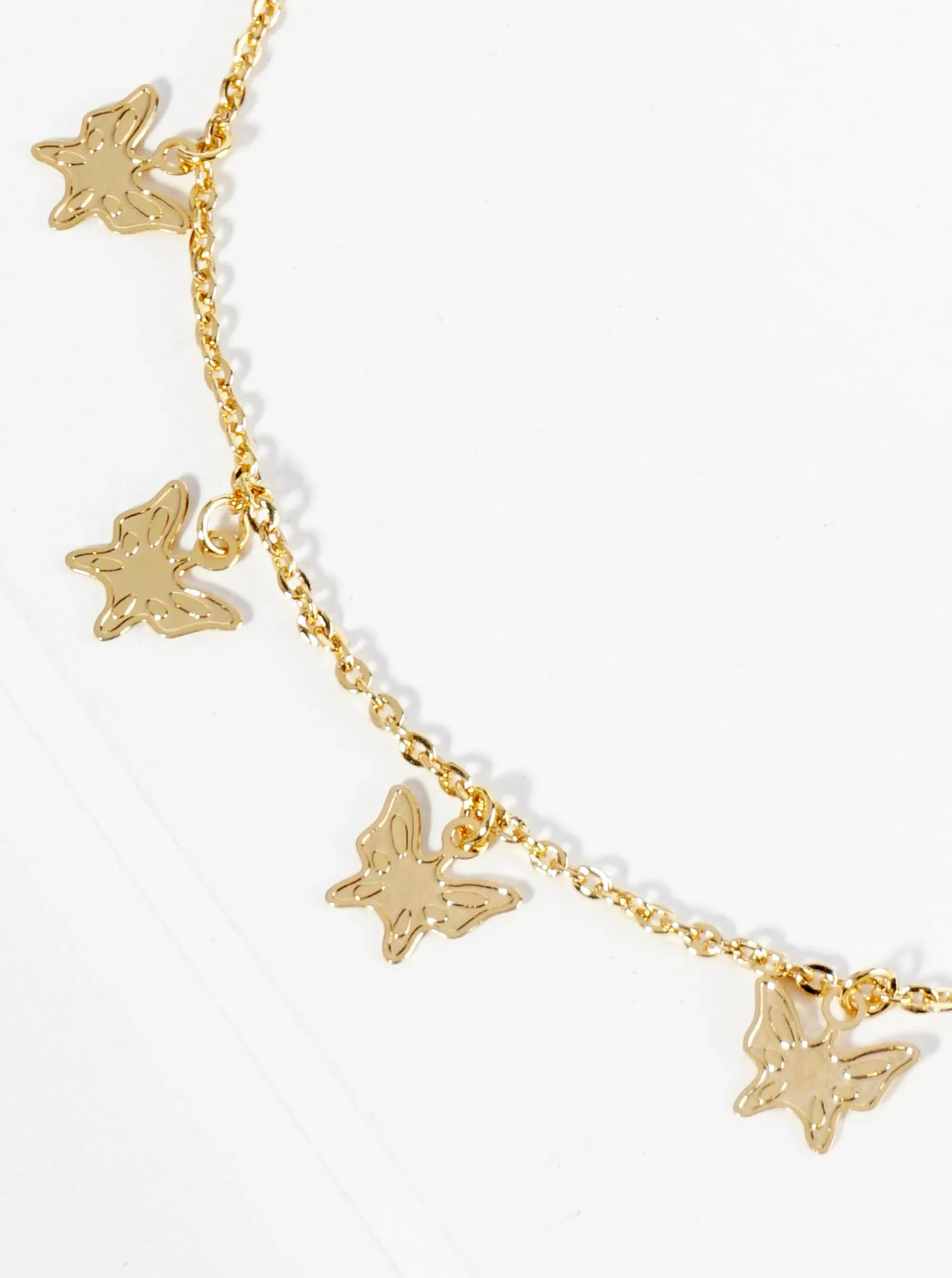 18K Gold Dipped Delicate Butterfly Charm Brass Chain Anklet