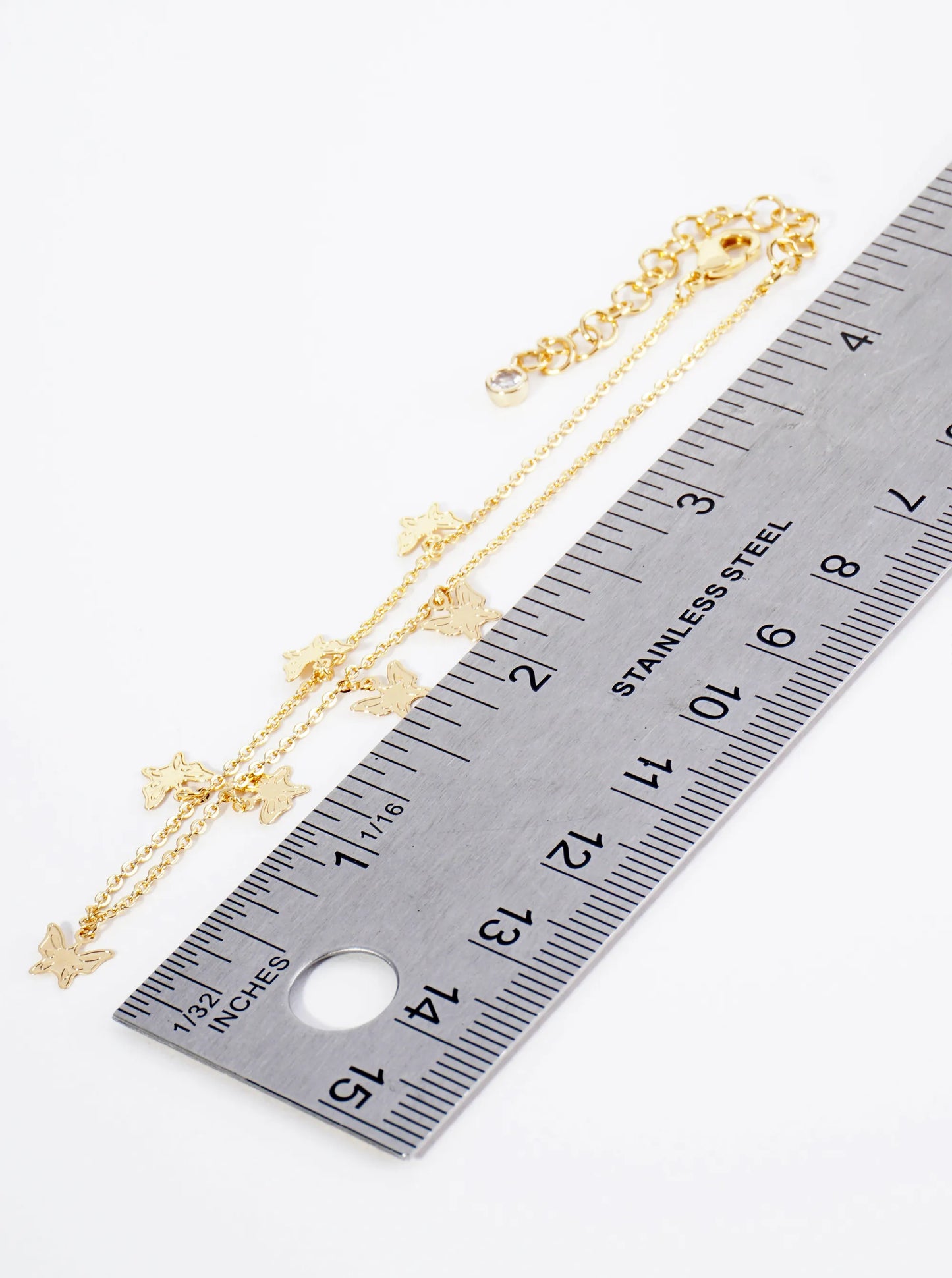 18K Gold Dipped Delicate Butterfly Charm Brass Chain Anklet