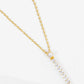 18K Gold Dipped Delicate CZ Bar Pendant Necklace