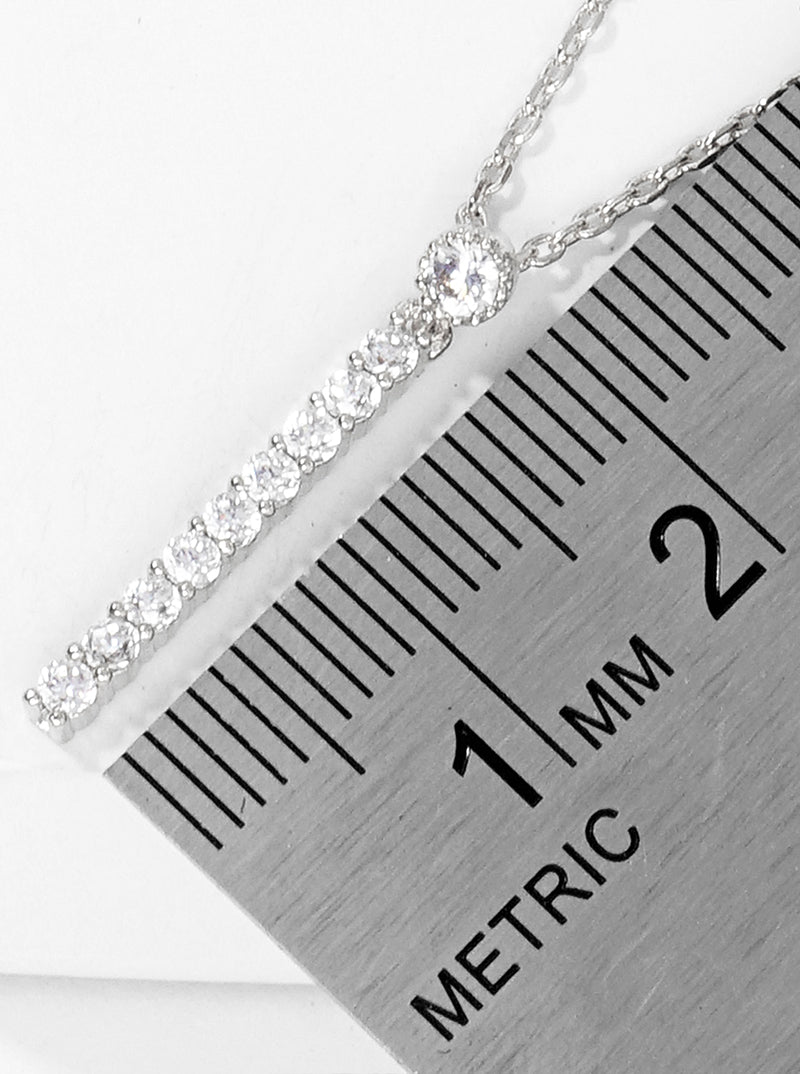 18K Gold Dipped Delicate CZ Bar Pendant Necklace