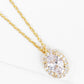 18K Gold Dipped Delicate CZ Oval Pendant Necklace