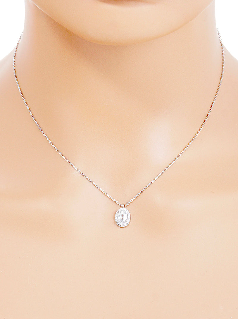 18K Gold Dipped Delicate CZ Oval Pendant Necklace