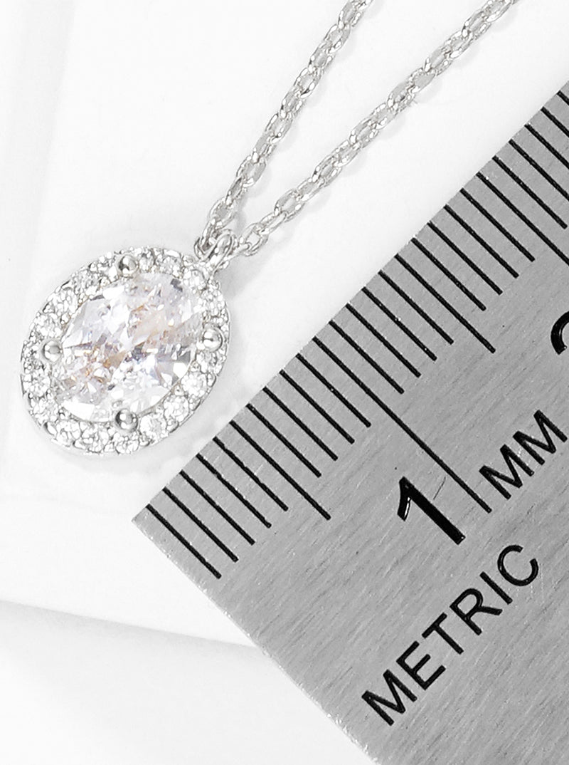 18K Gold Dipped Delicate CZ Oval Pendant Necklace