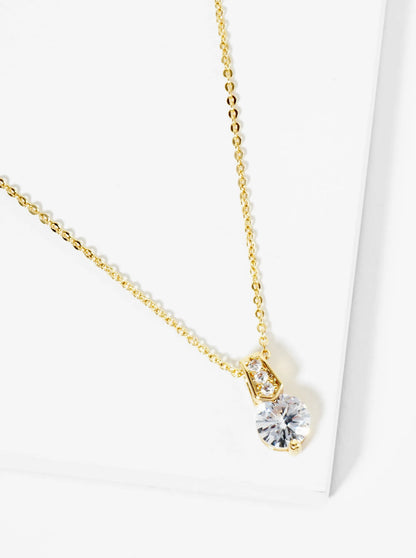 18K Gold Dipped Delicate CZ Pendant Necklace
