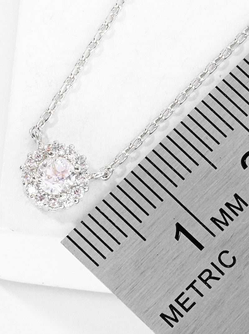 18K Gold Dipped Delicate CZ Round Pendant Necklace