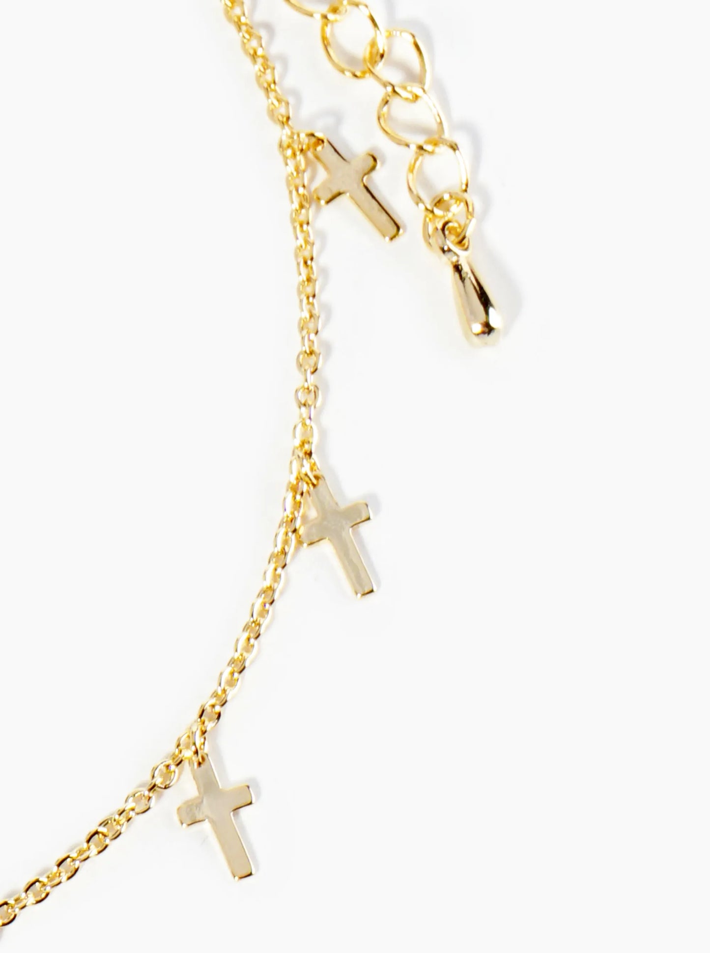 18K Gold Dipped Delicate Cross Charm Brass Chain Anklet