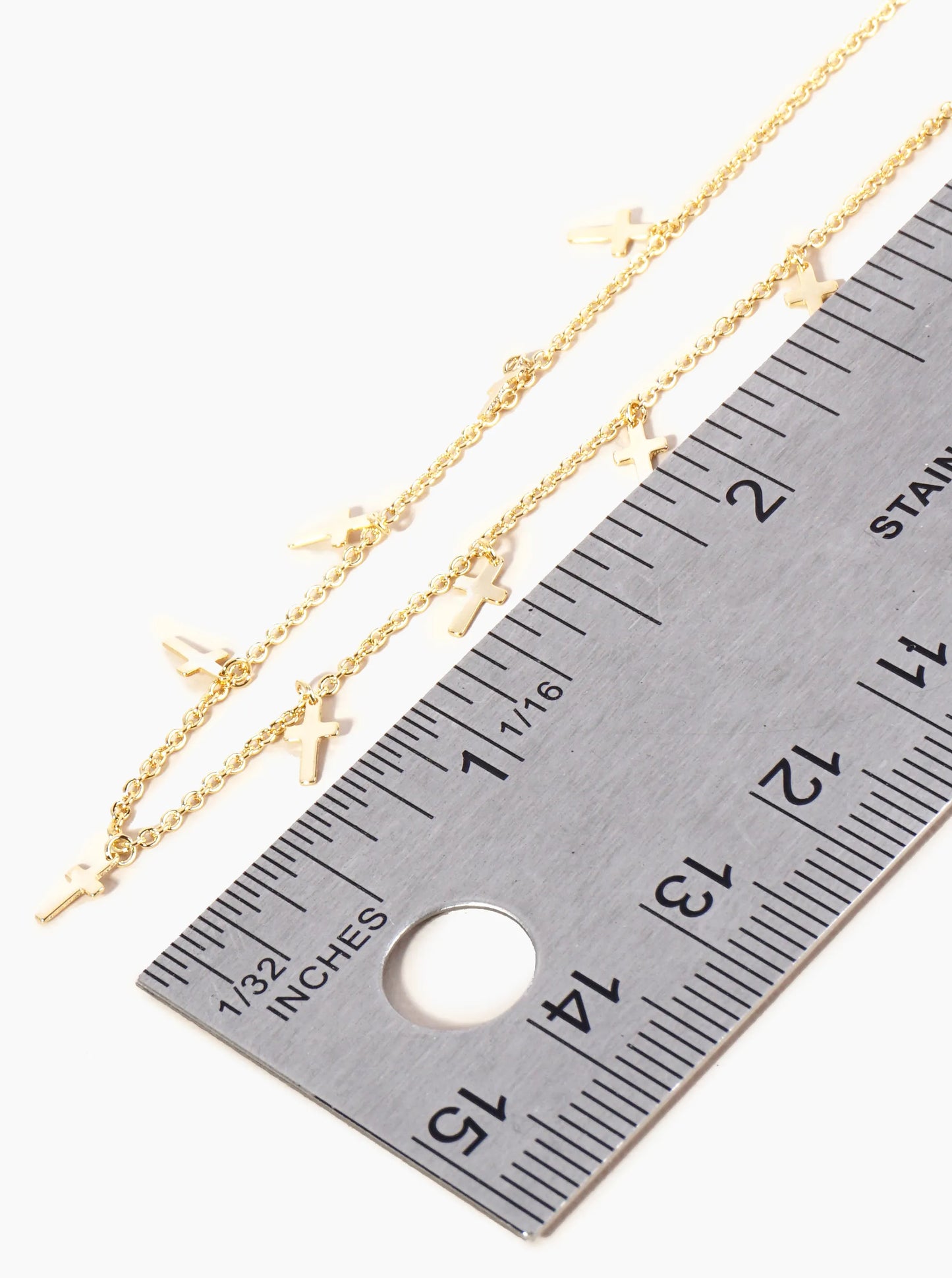 18K Gold Dipped Delicate Cross Charm Brass Chain Anklet