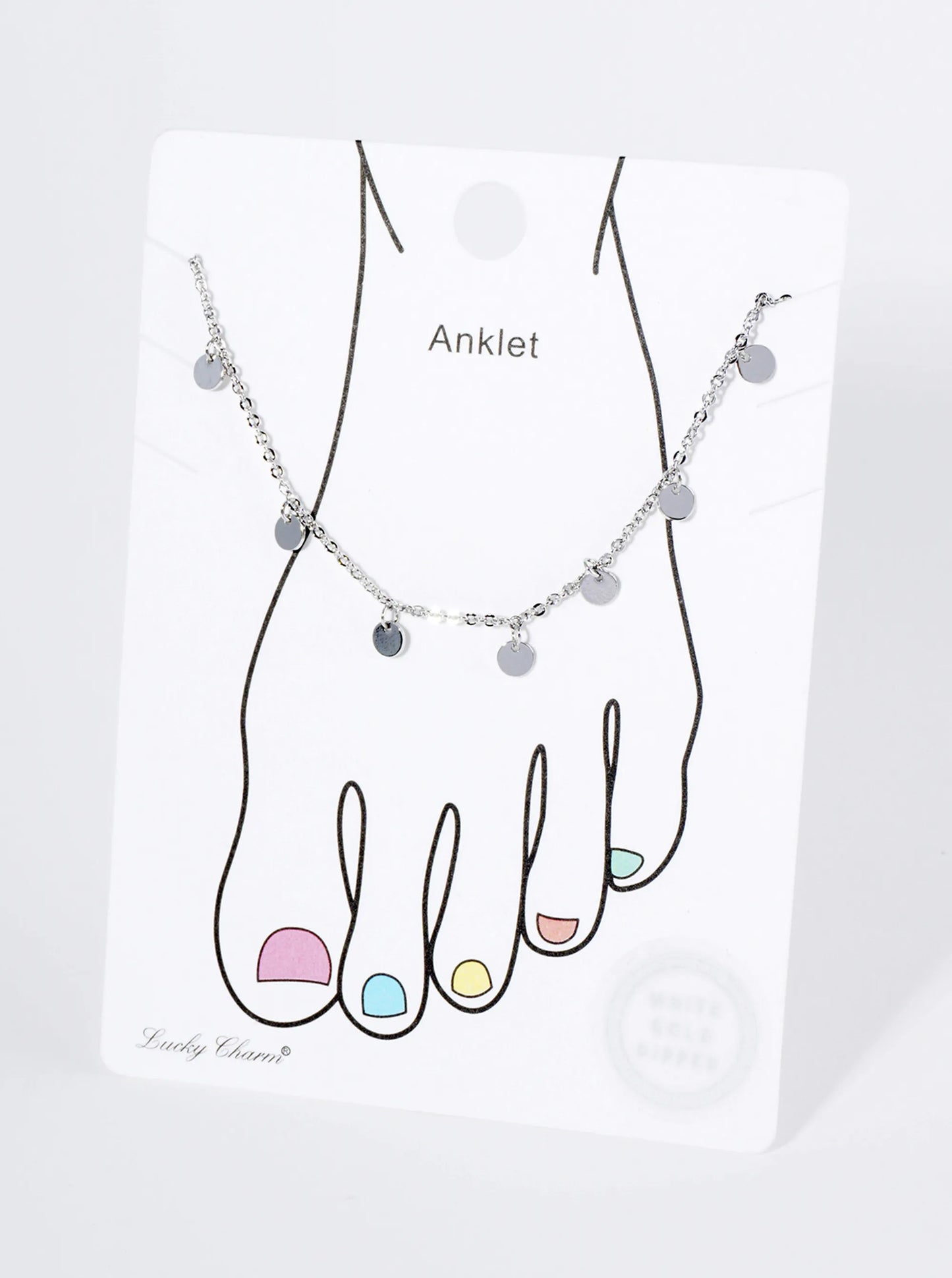 18K Gold Dipped Delicate Disc Charm Brass Chain Anklet