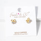 18K Gold Dipped Delicate Ribbon Bow With Graduated CZ Stones Post Stud Earrings
