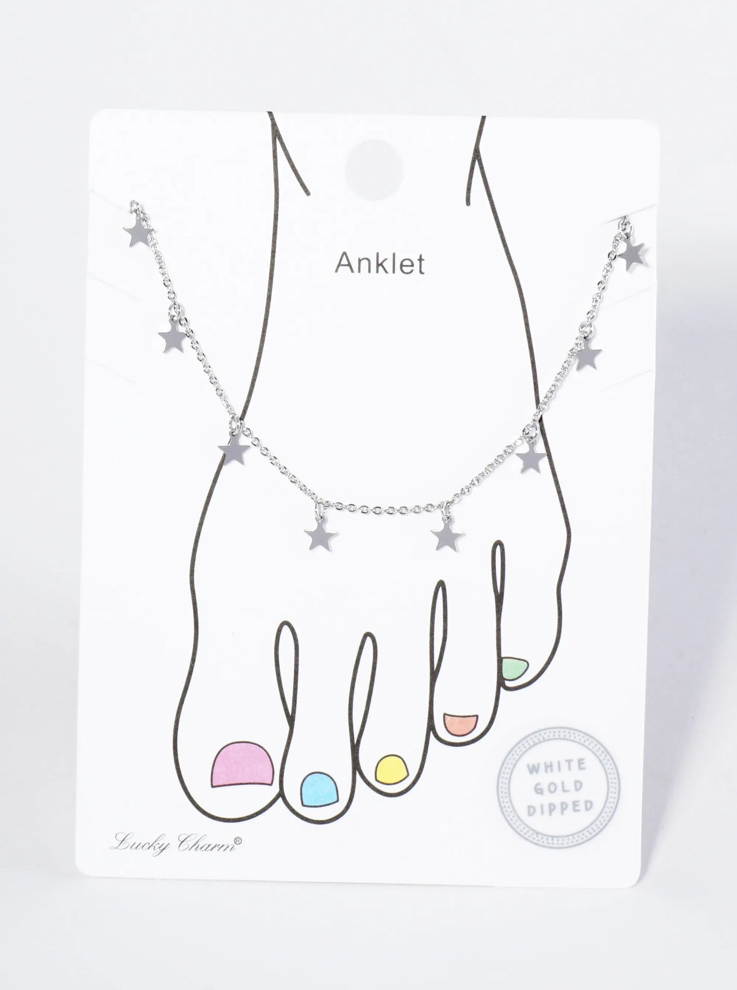 18K Gold Dipped Delicate Star Charm Brass Chain Anklet