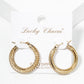 18K Gold Dipped Delicate Textured Metal 25mm Leverback Hoop Earrings