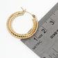 18K Gold Dipped Delicate Textured Metal 25mm Leverback Hoop Earrings