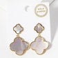 18K Gold Dipped Double Quatrefoil Drop Dangle Post Earrings