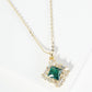 18K Gold Dipped Double Rhombus CZ Pendant Necklace