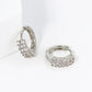 18K Gold Dipped Double Row Pave Set CZ 12mm Brass Huggie Hoop Earrings
