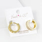 18K Gold Dipped Double Row Pave Set Cubic Zirconia 18mm Huggie Hoop Earrings
