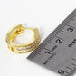 18K Gold Dipped Double Row Pave Set Cubic Zirconia 18mm Huggie Hoop Earrings