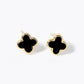 18K Gold Dipped Enamel Filled 7mm Quatrefoil 925 Sterling Silver Post Stud Earrings