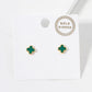 18K Gold Dipped Enamel Filled 7mm Quatrefoil 925 Sterling Silver Post Stud Earrings