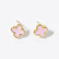 18K Gold Dipped Enamel Filled 7mm Quatrefoil 925 Sterling Silver Post Stud Earrings
