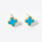 18K Gold Dipped Enamel Filled 7mm Quatrefoil 925 Sterling Silver Post Stud Earrings