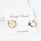 18K Gold Dipped Enamel Filled Cross Accent 13mm Huggie Hoop Earrings
