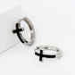 18K Gold Dipped Enamel Filled Cross Accent 13mm Huggie Hoop Earrings
