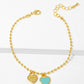 18K Gold Dipped Enamel Filled Double Heart Ball Chain Bracelet