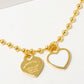 18K Gold Dipped Enamel Filled Double Heart Ball Chain Bracelet