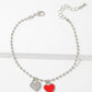 18K Gold Dipped Enamel Filled Double Heart Ball Chain Bracelet