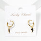 18K Gold Dipped Enamel Filled Lightning Drop 10mm Huggie Hoop Earrings