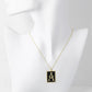 18K Gold Dipped Enamel Filled Rectangular Initial Pendant Necklace