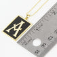 18K Gold Dipped Enamel Filled Rectangular Initial Pendant Necklace