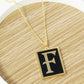 18K Gold Dipped Enamel Filled Rectangular Initial Pendant Necklace