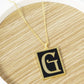 18K Gold Dipped Enamel Filled Rectangular Initial Pendant Necklace