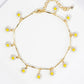 18K Gold Dipped Enamel Flower Charms Brass Chain Anklet