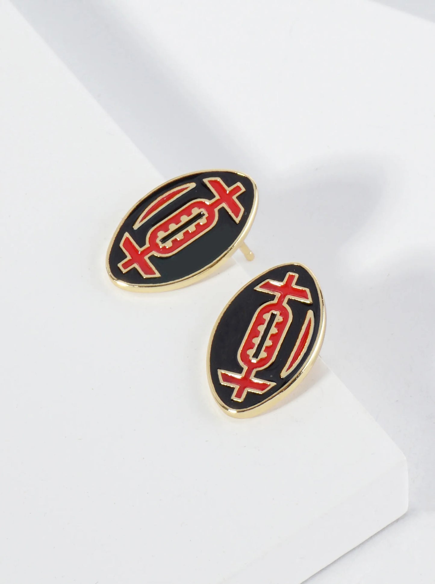 18K Gold Dipped Enamel Football Ball Game Day Stud Earrings