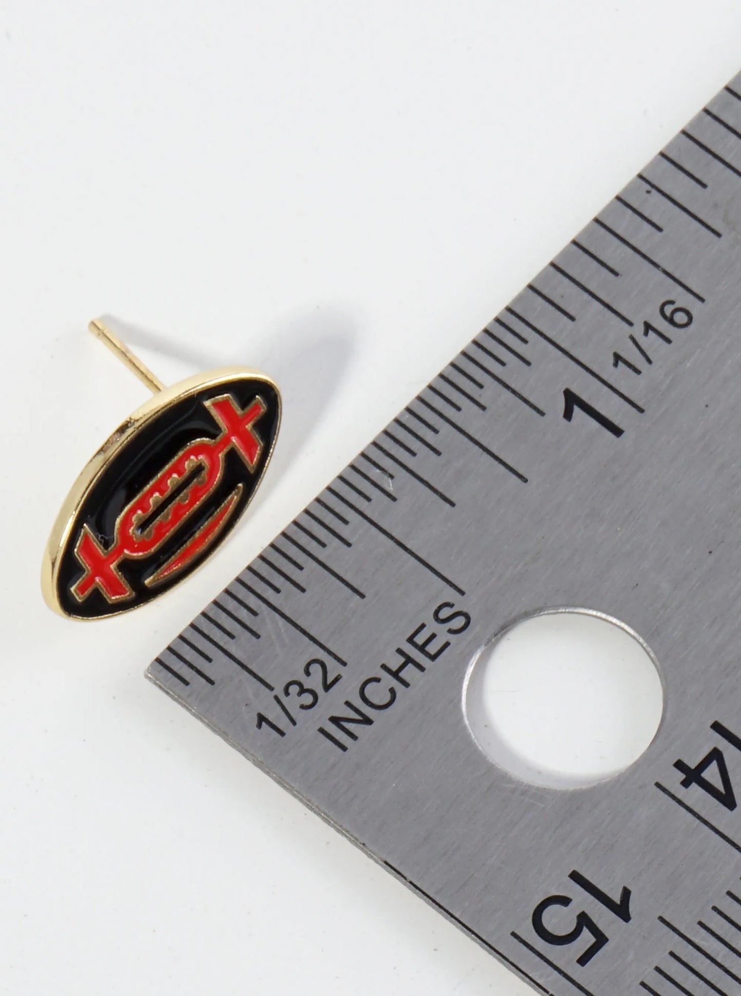 18K Gold Dipped Enamel Football Ball Game Day Stud Earrings