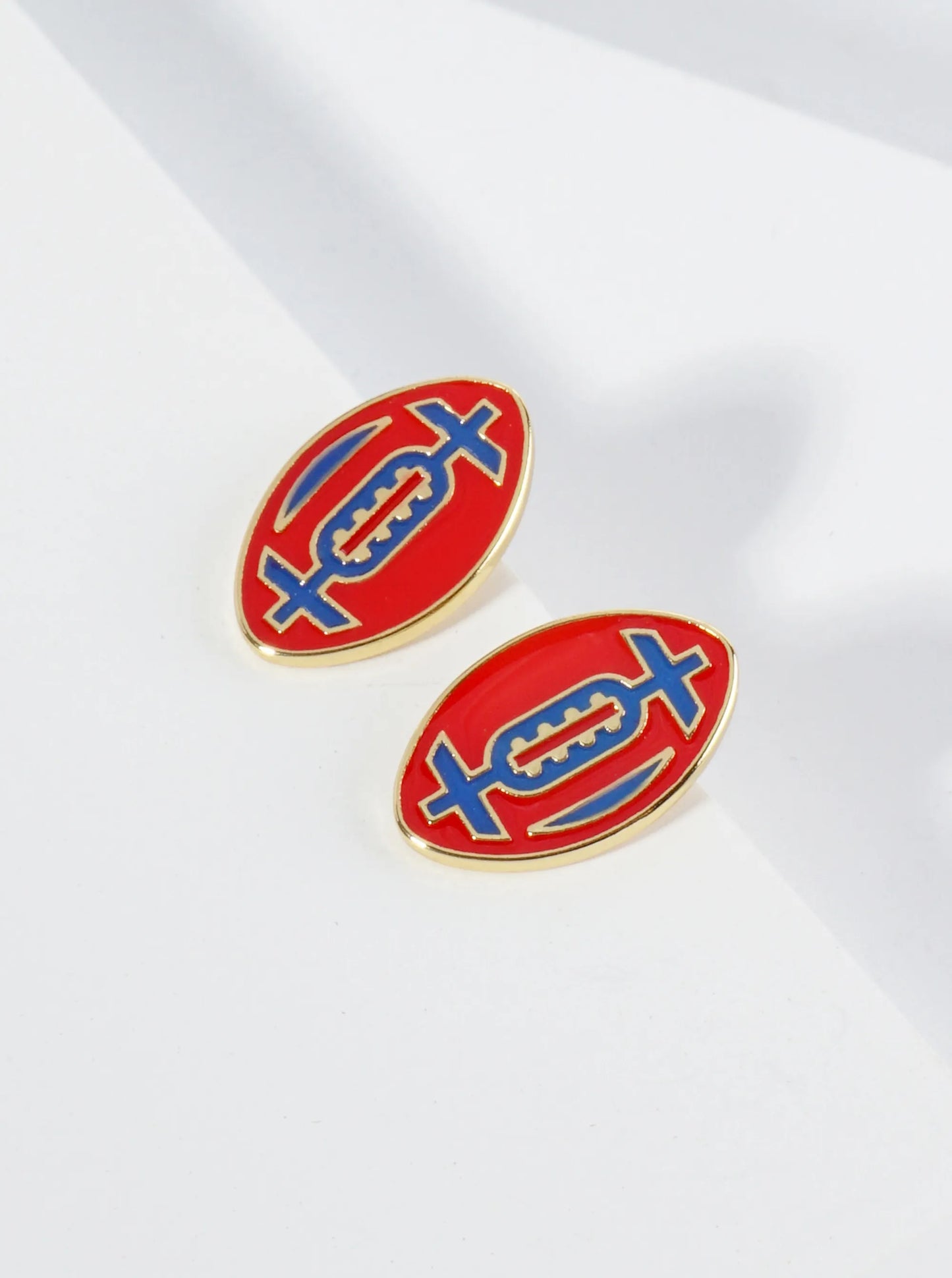18K Gold Dipped Enamel Football Ball Game Day Stud Earrings