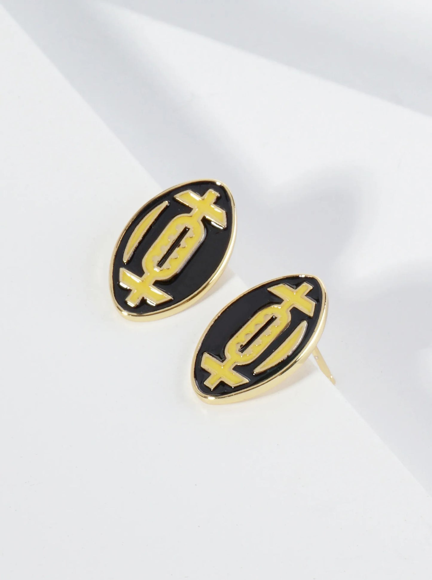 18K Gold Dipped Enamel Football Ball Game Day Stud Earrings