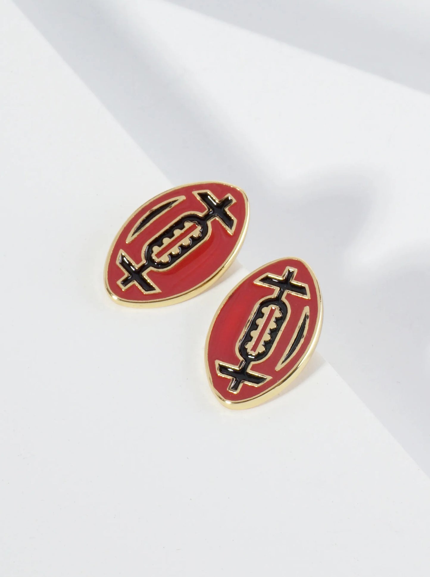 18K Gold Dipped Enamel Football Ball Game Day Stud Earrings