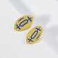 18K Gold Dipped Enamel Football Ball Game Day Stud Earrings