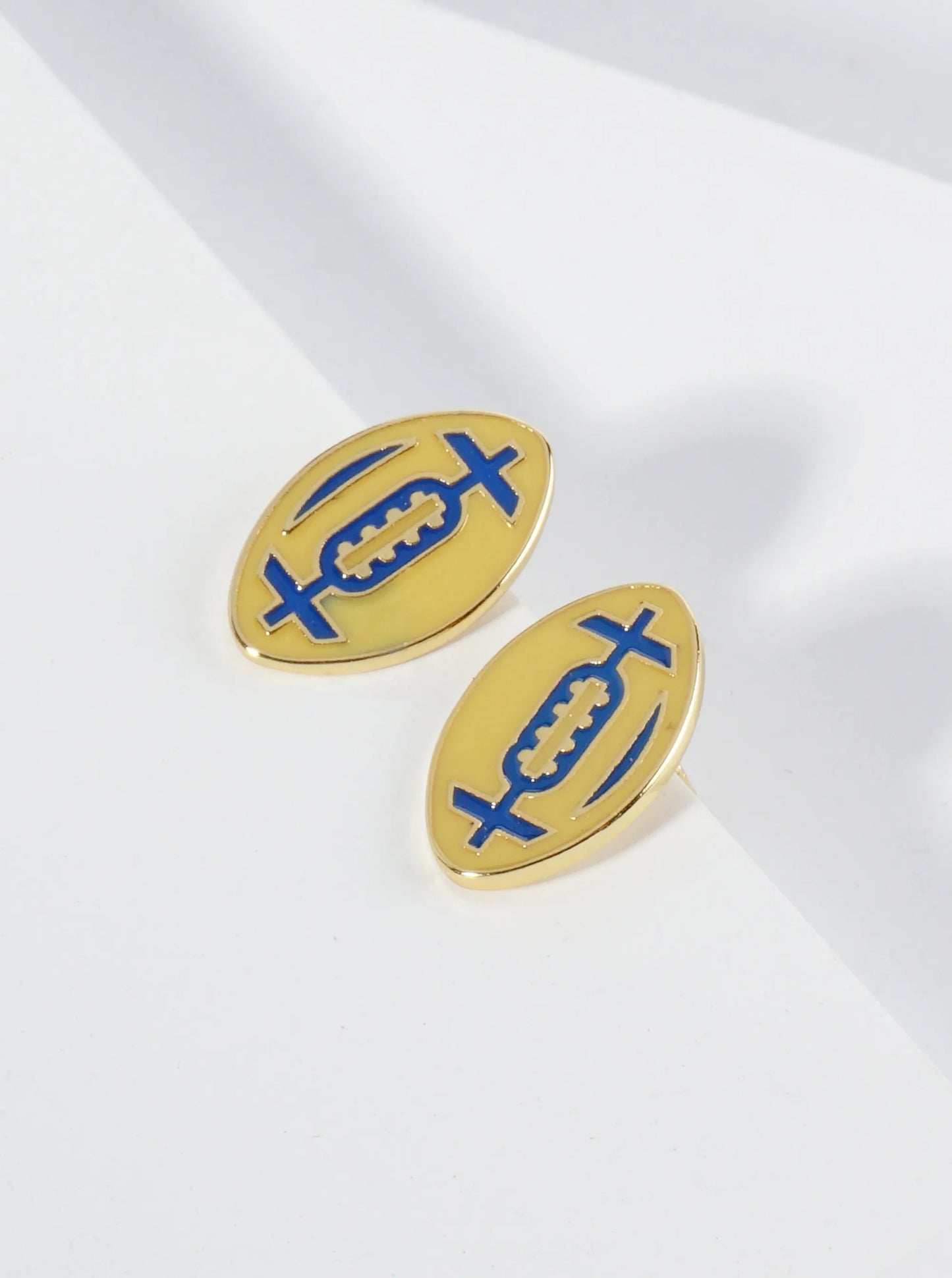 18K Gold Dipped Enamel Football Ball Game Day Stud Earrings