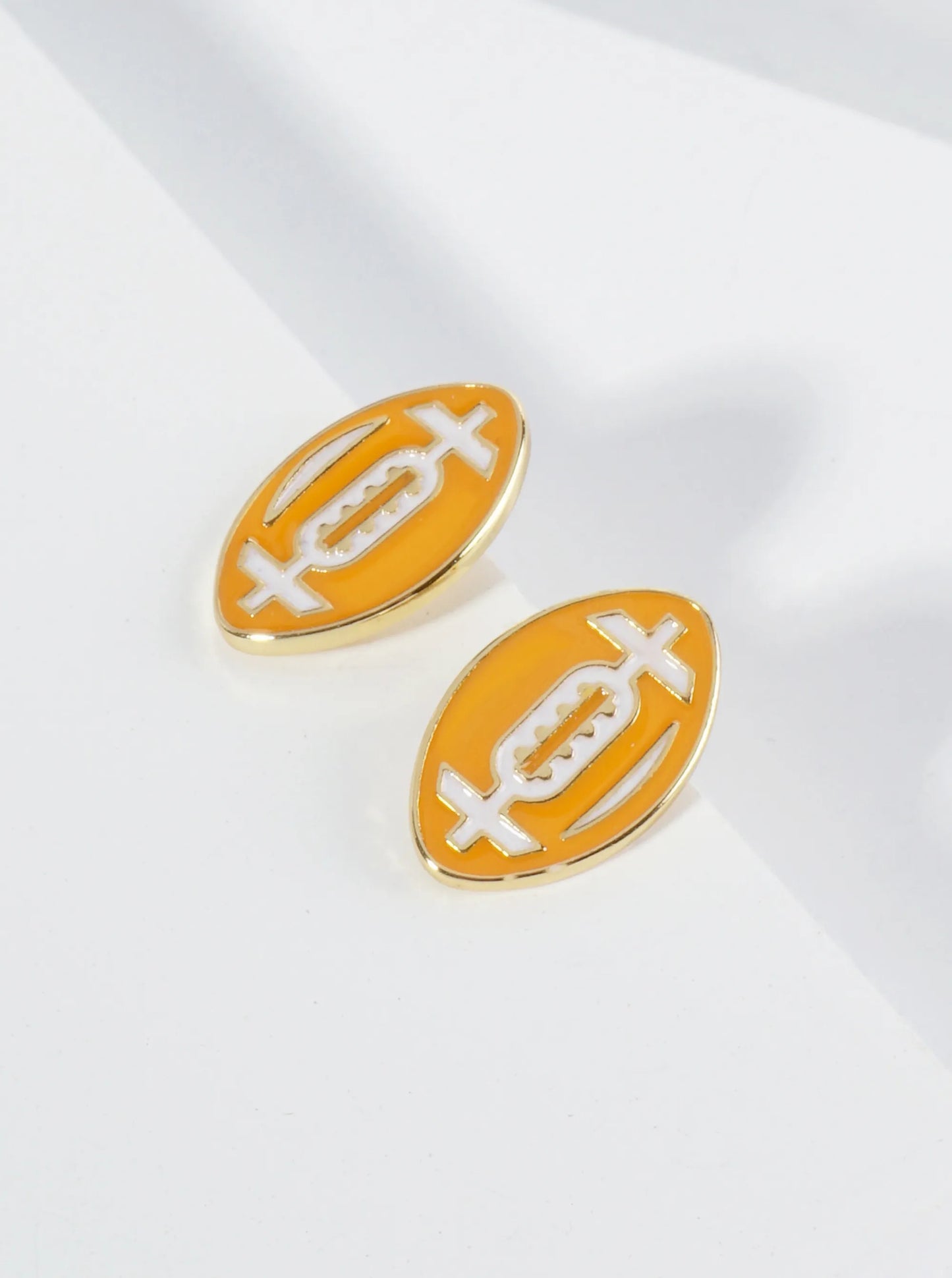 18K Gold Dipped Enamel Football Ball Game Day Stud Earrings