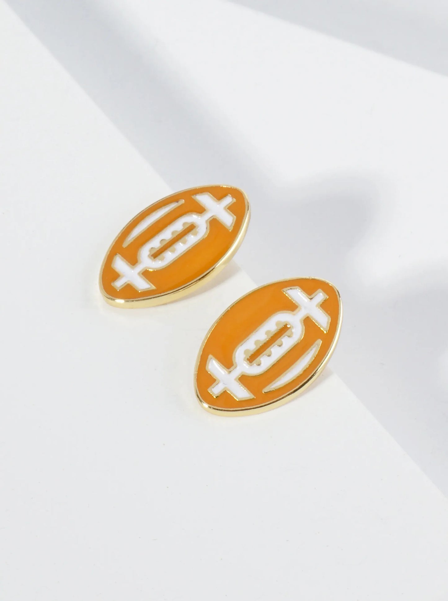 18K Gold Dipped Enamel Football Ball Game Day Stud Earrings