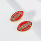 18K Gold Dipped Enamel Football Ball Game Day Stud Earrings