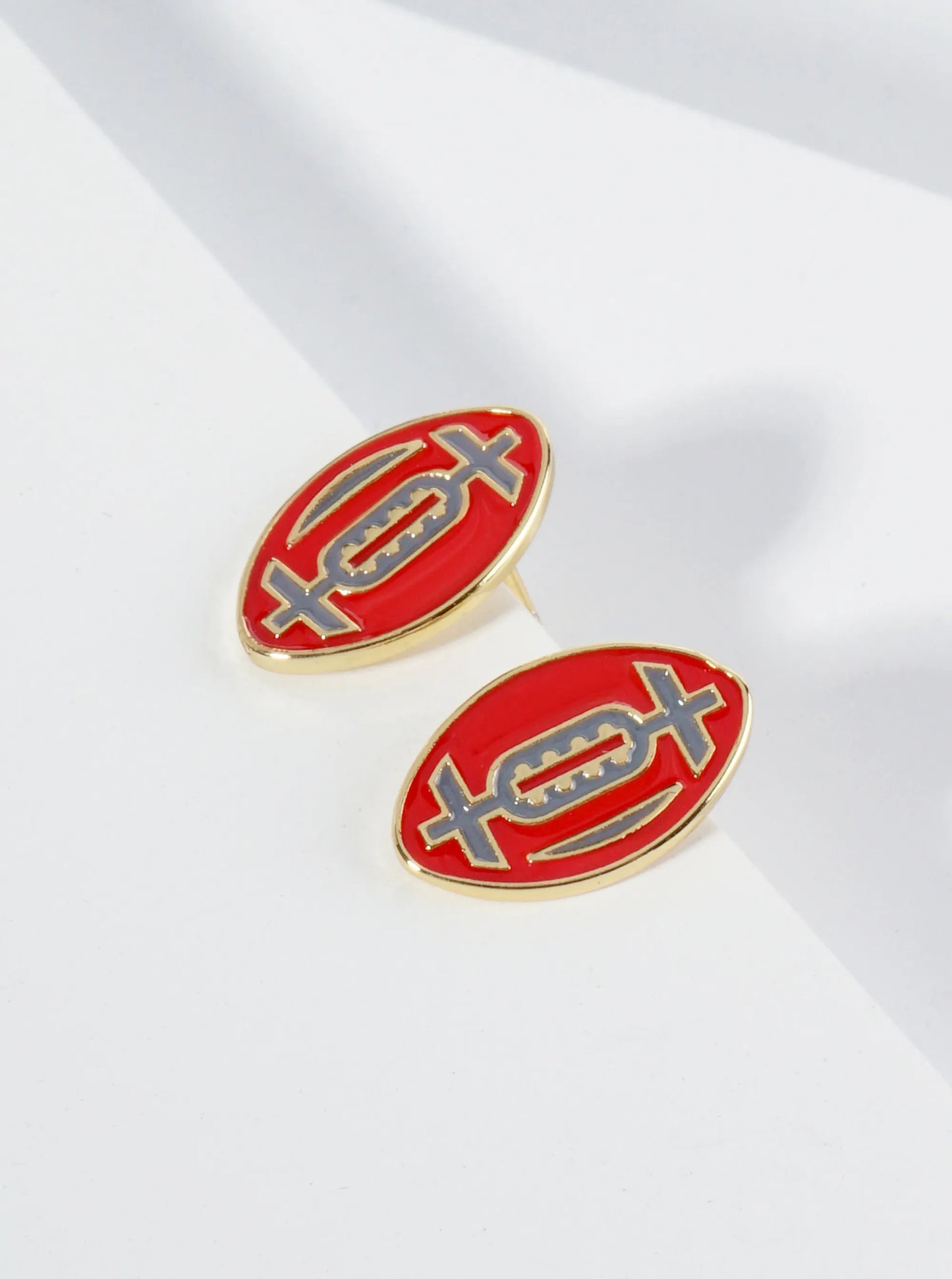 18K Gold Dipped Enamel Football Ball Game Day Stud Earrings