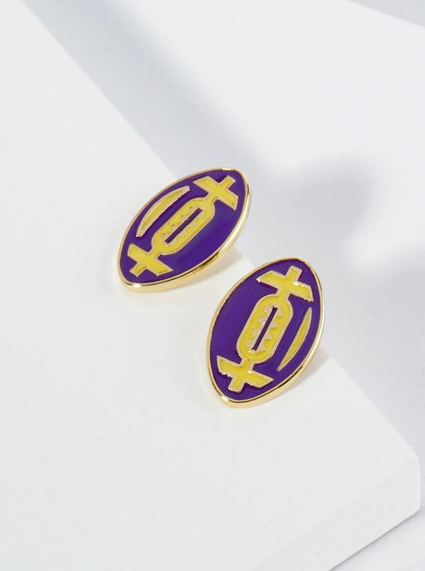 18K Gold Dipped Enamel Football Ball Game Day Stud Earrings