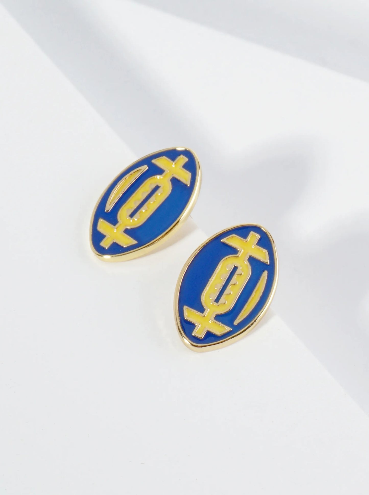 18K Gold Dipped Enamel Football Ball Game Day Stud Earrings